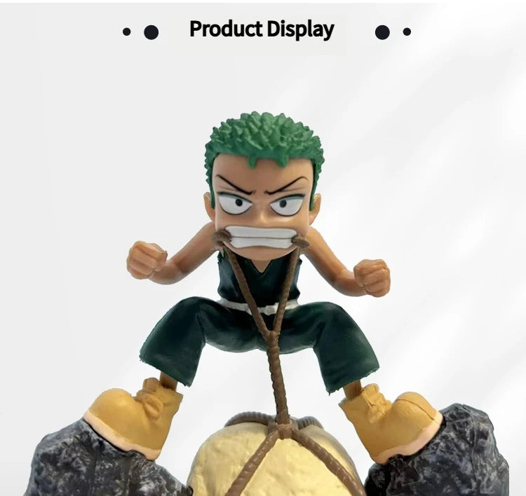 9.5cm One Piece Roronoa Zoro Childhood Training Scene PVC Sculpture Desktop Model Statue