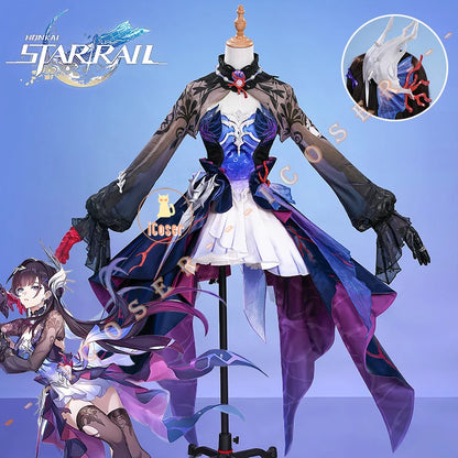 Honkai Star Rail Hysilens Cosplay Costume Wig Dress Headwear Amphoreus Festival Halloween Party for Women Girls Cos Props iCoser
