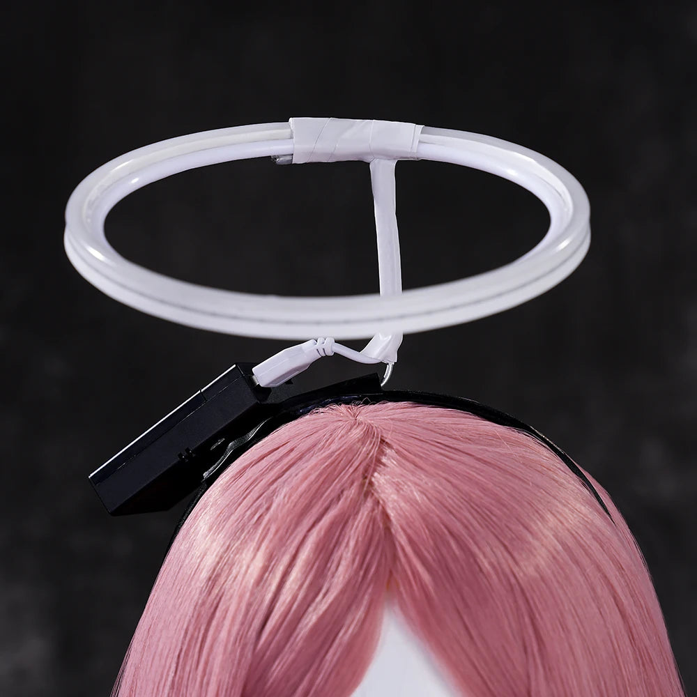 iCoser Arknights Exusiai The New Covenant Cosplay Costume Wig Uniform Luminous Headwear Halloween Party for Women Girls Carnival