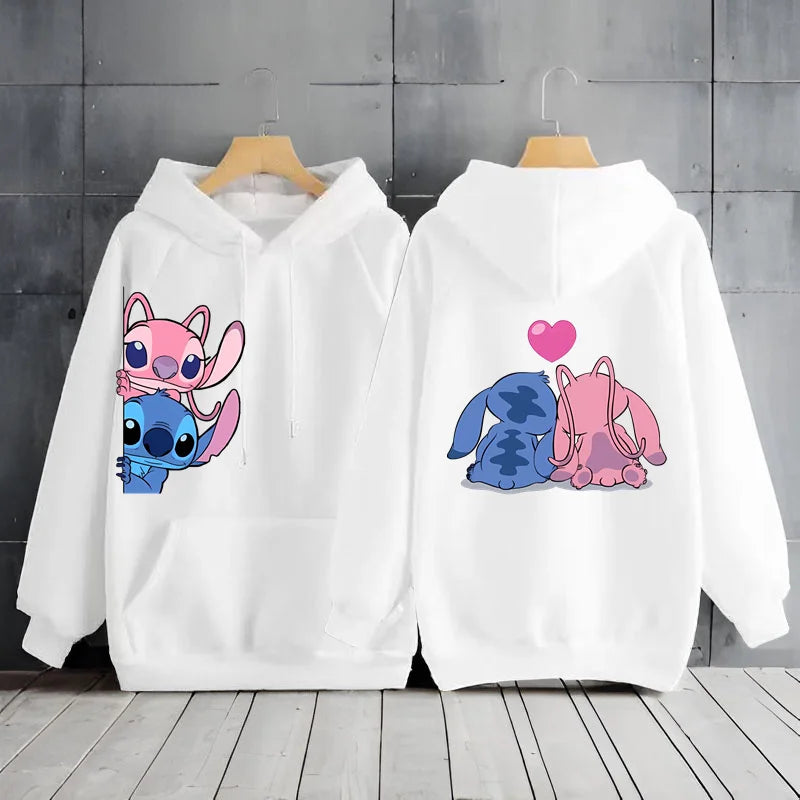 New Women's Jacket Scene Clothing 2000s MINISO Brand Clothing Disney Lilo & Stitch Hood Hoodie Anime Cute Winter Warm Sweatshirt