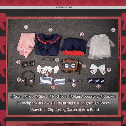 Zenless Zone Zero Ukinami Yuzuha Cosplay Costume Wig Skirt Uniform Earrings Headwear Spook Shack Halloween Party for Women Girls