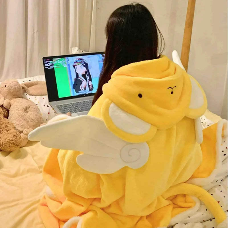 Anime Peripheral Cardcaptorsakura Kerberos Office Nap Blanket Pillow 2-In-1 Cape Cover Blanket Autumn And Winter Thick Blanket