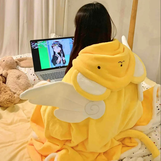 Anime Peripheral Cardcaptorsakura Kerberos Office Nap Blanket Pillow 2-In-1 Cape Cover Blanket Autumn And Winter Thick Blanket