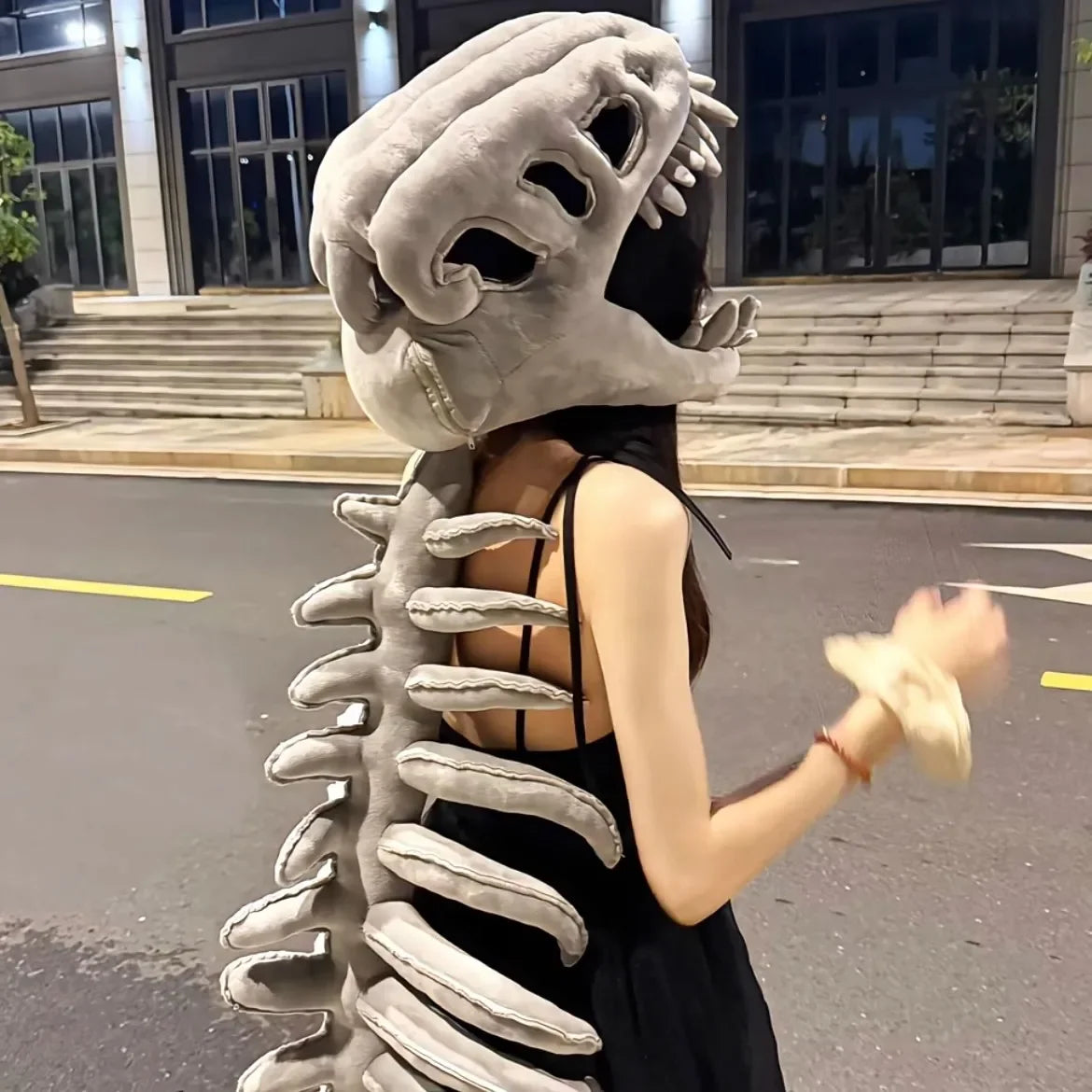 Large Size 120cm Realistic Dinosaur Skeleton Costume Set Funny Headgear Cosply Dress Up Clothing Plush Toys Creative Gifts