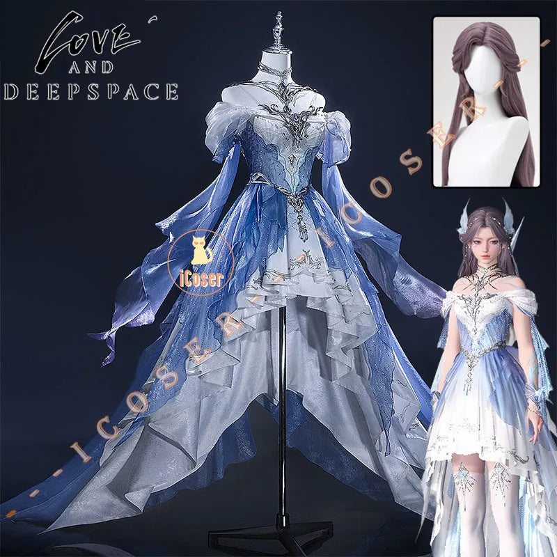 Love and Deepspace MC Cosplay Costume Deepsea Waves Dress Heroines Uniform Carnival Outfit Headwear Halloween Party Women Girls