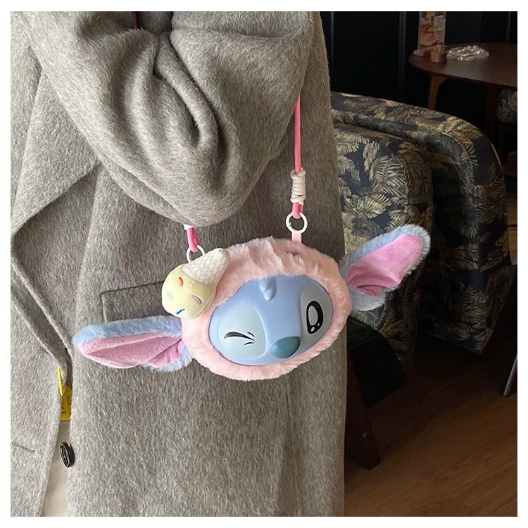 New Disney Stitch Cartoon Plush Backpack Cute Winter Gift For Girls Stuffed Animal Toy Plushie Bag Kids Carry-On Satchel
