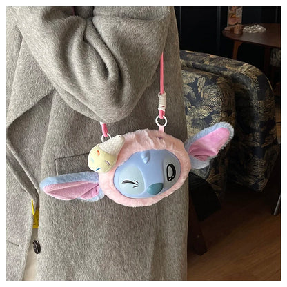 New Disney Stitch Cartoon Plush Backpack Cute Winter Gift For Girls Stuffed Animal Toy Plushie Bag Kids Carry-On Satchel