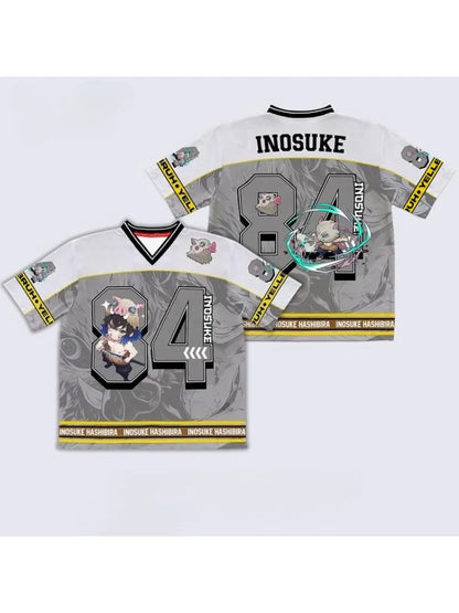Demon Slayer Hashibira Inosuke Anime Series Number 84 Jersey Oversize Kpop Baseball Hockey Outfit T-shirt Daily Unisex Tops Tees