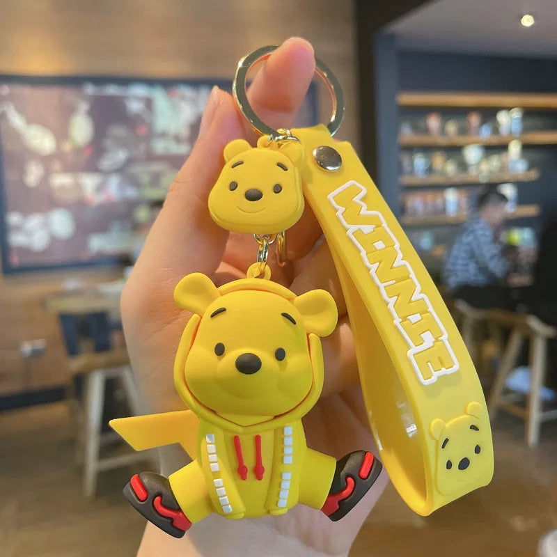 Anime Cartoon Disney Keychain Mickey Mouse Stitch Figure Minnie Donald Duck Piglet Key Chain Model Kids Toys Children Gift