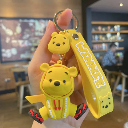 Kawaii Anime Disney Keychain Cartoon Mickey Mouse Minnie Lilo Stitch Cute Doll Keyring Ornament Key Chain Pendant Kids Toys Gift