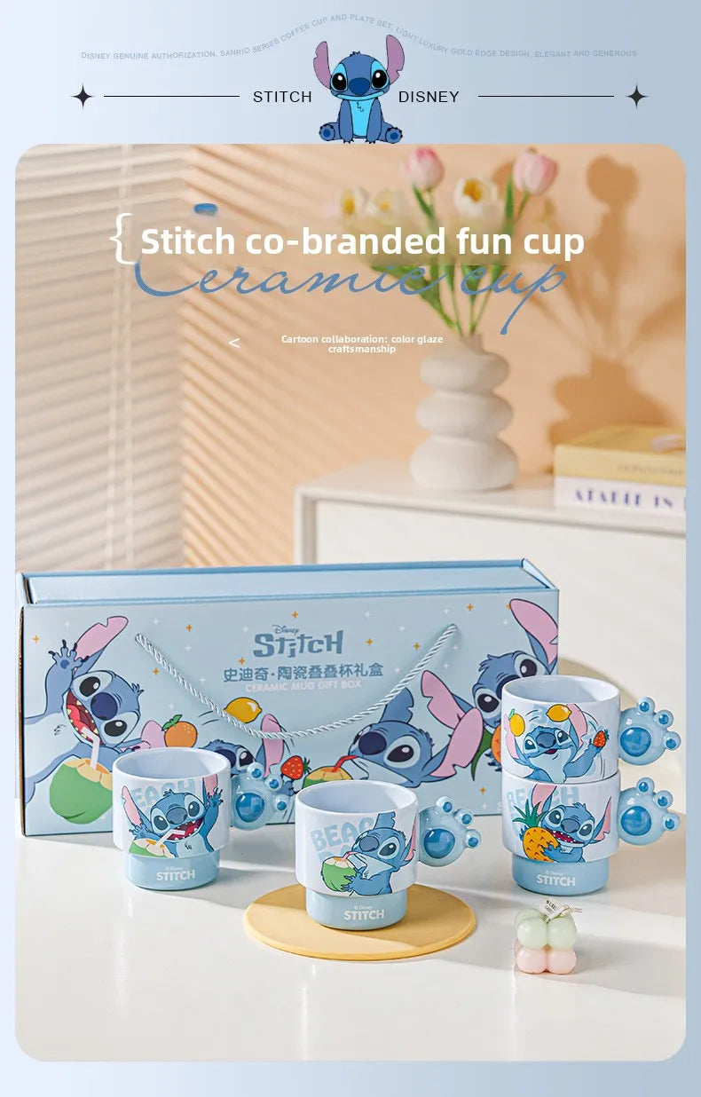 Disney Stitch Mug Office Coffee Cup Stackable Ceramics Mugs High Value Couple Water Cups Student Hot Water Cup Festival Gift