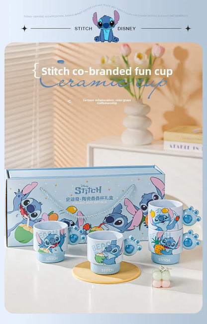 Disney Stitch Mug Office Coffee Cup Stackable Ceramics Mugs High Value Couple Water Cups Student Hot Water Cup Festival Gift