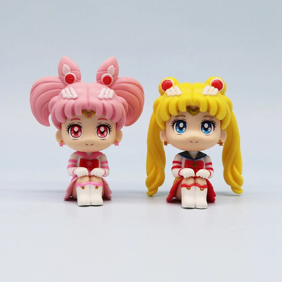 7cm Sailor Moon Anime Figure Tsukino Usagi/Chibiusa/Kino Makoto Action Figure Sailor Mars Jupiter Mercury Venus Figurine Kid Toy