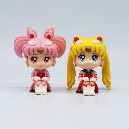 7cm Sailor Moon Anime Figure Tsukino Usagi/Chibiusa/Kino Makoto Action Figure Sailor Mars Jupiter Mercury Venus Figurine Kid Toy