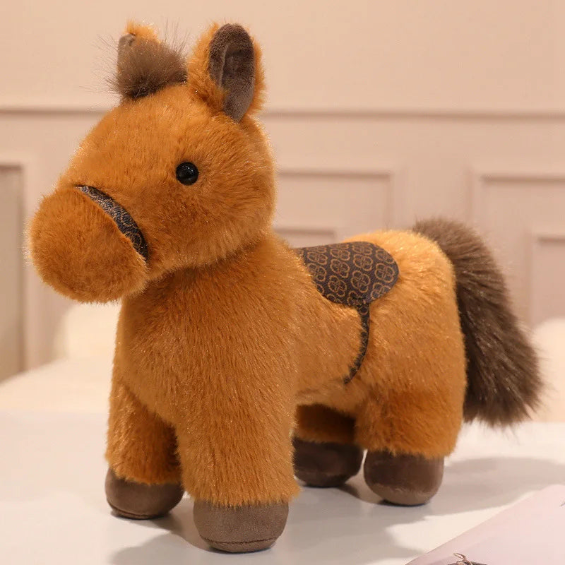 New Arrival Cute Saddle Pony Plush Brown Horse Racehorse Soft Toy Birthday Xmas Year Gift