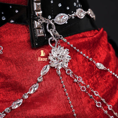 Love and Deepspace MC Cosplay Costume Midnight Waltz Red Dress Heroines New Skin Outfit Sylus Halloween Party for Women Girls