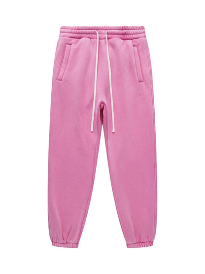 ZODF Vintage Men 360gsm Thick Fleece Sweatpants Women Unisex Loose Washed Distressed Warm Joggers Pants For Winter HY0749