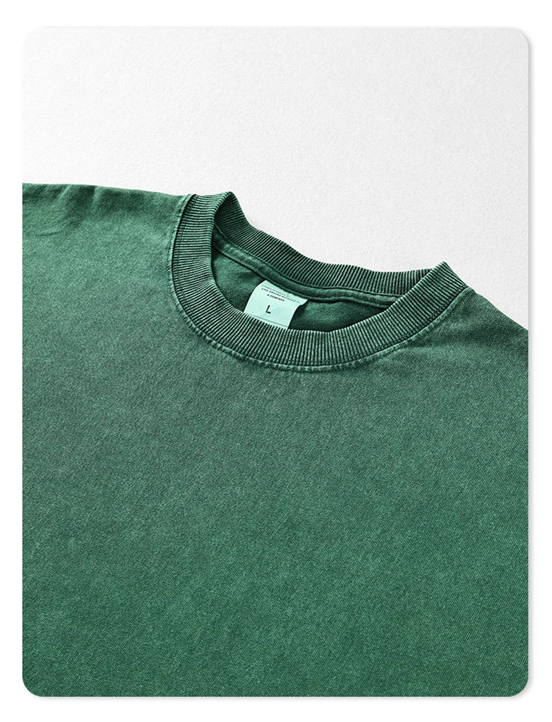 ZODF Retro Men Long Sleeve Washed Cotton T Shirt Unisex Loose 250gsm Basic Atumn TEES Tops Brand Streetwears HY0394