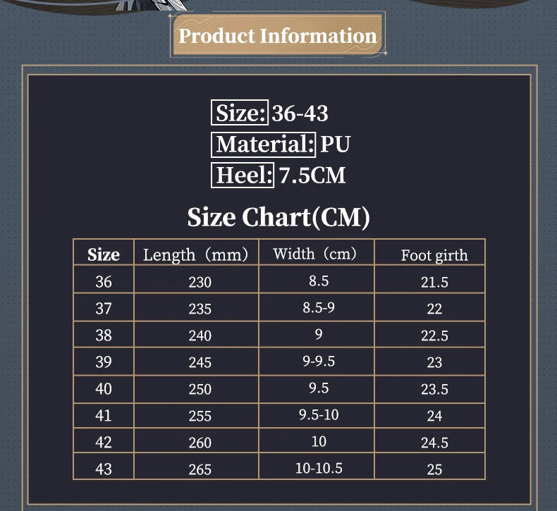 UWOWO Carlotta Shoes Game Wuthering Waves Carlotta Montelli  Cosplay Shoes Black shoes Woman Size 36-43