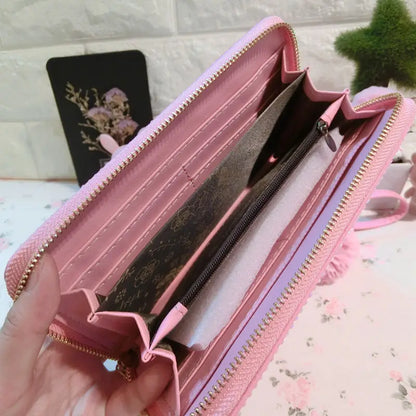New Sanrio Cute Full Diamond Hello Kitty Wallet Sticker Full Diamond Lady Girl Heart Long Zipper Wallet Mobile Bag
