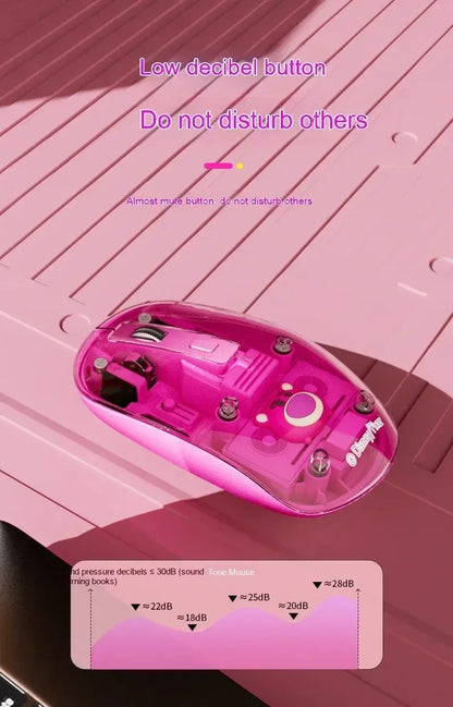 New Disney Wireless 2.4g Transparent Mouse Dual Bluetooth Charging Mute Silent Female Tablet Computer Notebook Office Gift