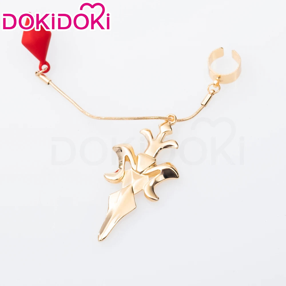 IN STOCK Argenti Wig Cosplay Game Honkai: Star Rail Cosplay DokiDoki Argenti Cosplay Ear Clip Men Red Long Hair Free Wig Cap