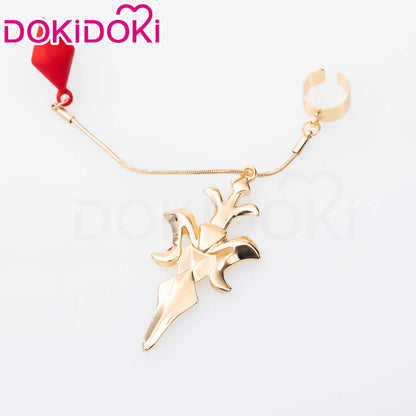 IN STOCK Argenti Wig Cosplay Game Honkai: Star Rail Cosplay DokiDoki Argenti Cosplay Ear Clip Men Red Long Hair Free Wig Cap