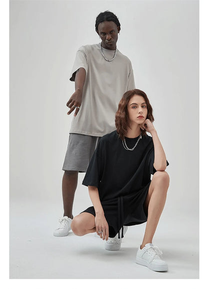 ZODF 2025 Spring Summer Men Solid 100% Cotton T-Shirts Unisex Women Loose 230gsm Noshrink Basic T Shirt Brand Tops HY0151