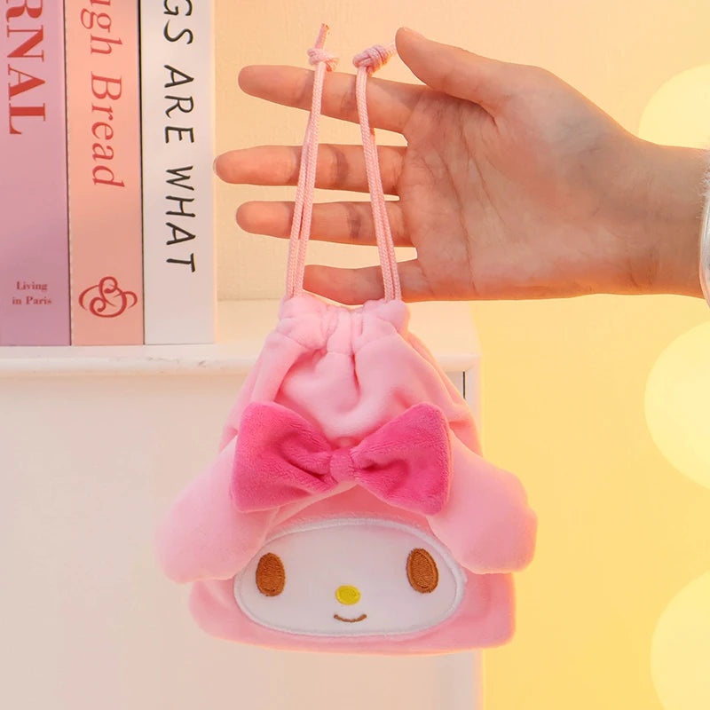Sanrio Hello Kitty Kuromi Marumofubiyori Cogimyun Kawaii Character Plush Stuffed Toy Drawstring Cartoon Bag Change Purse Gifts