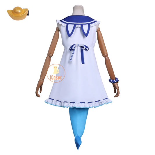 VTuber Sameko Saba Cosplay Costume Wig Dress Outfit Ears Headwear Uniform Festival Halloween Party for Women Girls Carnival Prop