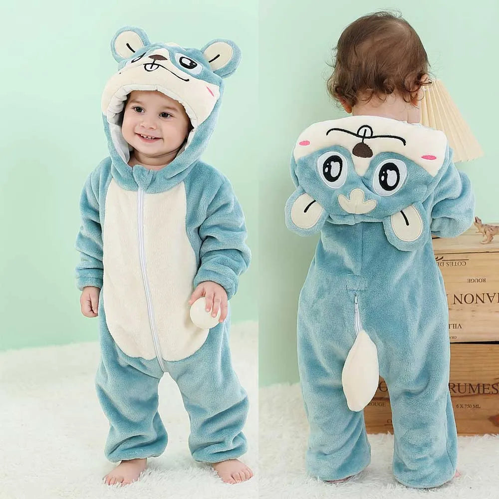 Kids Kigurumi Bebe Ropas Baby Boy Rompers for Winter Newborn 0 to 3 6 9 12 18 24 Months Unicorn Onesie with Zipper Cute Jumpsuit
