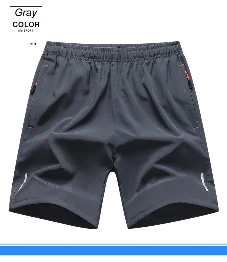 Chrlck Men’s Reflective Quick-Dry Running Shorts Breathable Ice Silk Fishing Pants Large Size M-8XL - Black