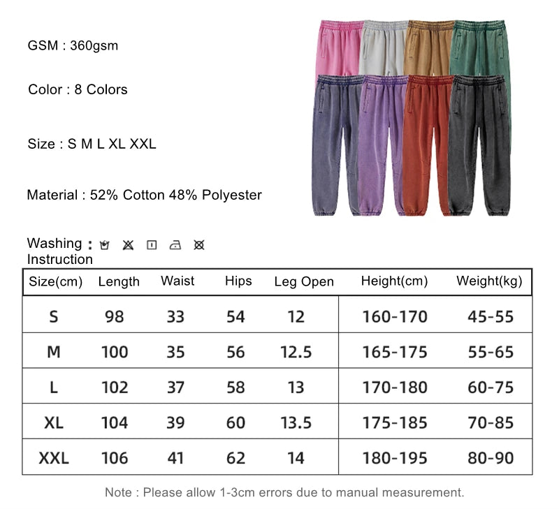 ZODF Retro Winter 360gsm Batik Washed Fleece Sweatpants Unisex Loose Drawstring Warm Joggers HY0714