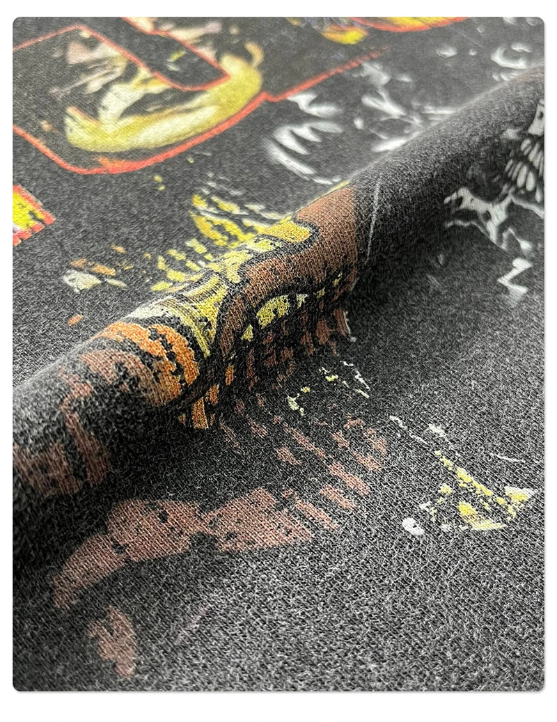 ZODF Retro 2025 Autumn Men 345gsm Washed Full Sleeve T-Shirts Unisex Heavy Weight Punk Style Printing Cotton T Shirt HY0012