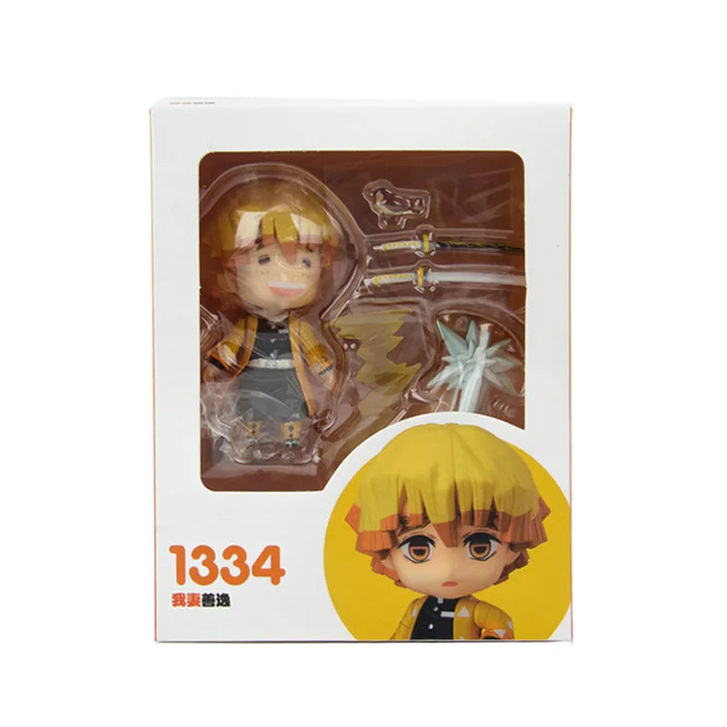 Anime Demon Slayer Zenitsu Q Version Change face Joint mobility Action Figure PVC Model Clay Man Desk Decor doll Toy Gifts boxed
