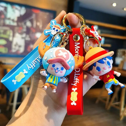 Anime Dragon Ball One Piece Keychain Luffy Sauron Nami Chopper Silicone Cute Car Keyring Pendant Toys Birthday Kids Toys Gifts