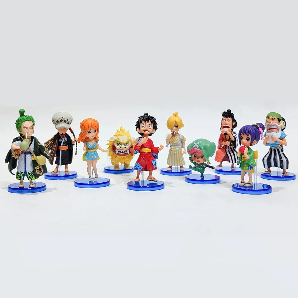 Hot 10Pcs/set One Piece Anime Figure Luffy Sanji Nami Zoro Chopper Frank Robin PVC Action Figure Model Children Dolls Gift Toys