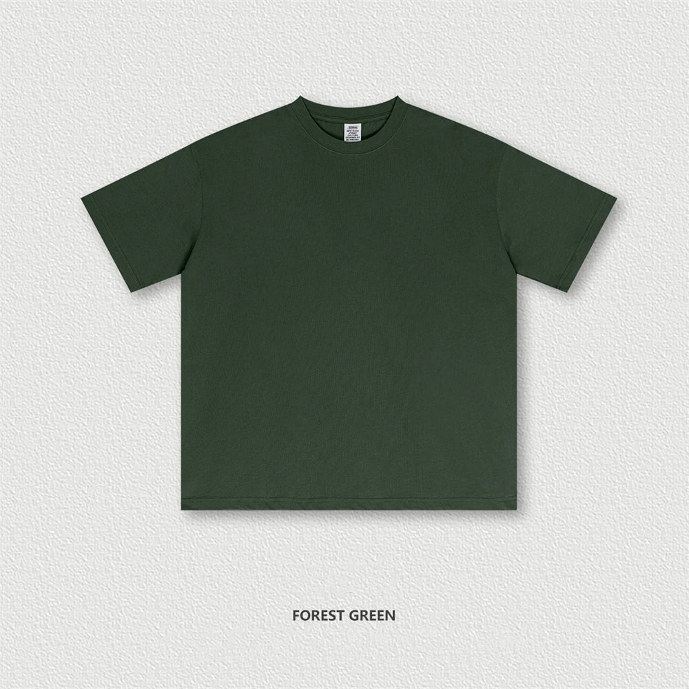 ZODF New 2025 Spring Summer 235gsm Solid Cotton T-Shirts For Men Women Unisex Loose Basic T Shirt Tees Brand Tops HY0970