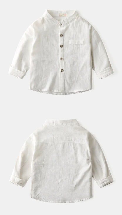 100Cotton Boy Blouse Buttons Kids Shirts Boys Clothes Long Sleeve Tops Korean Shirt with Collar Blue Yellow Children's Clothing