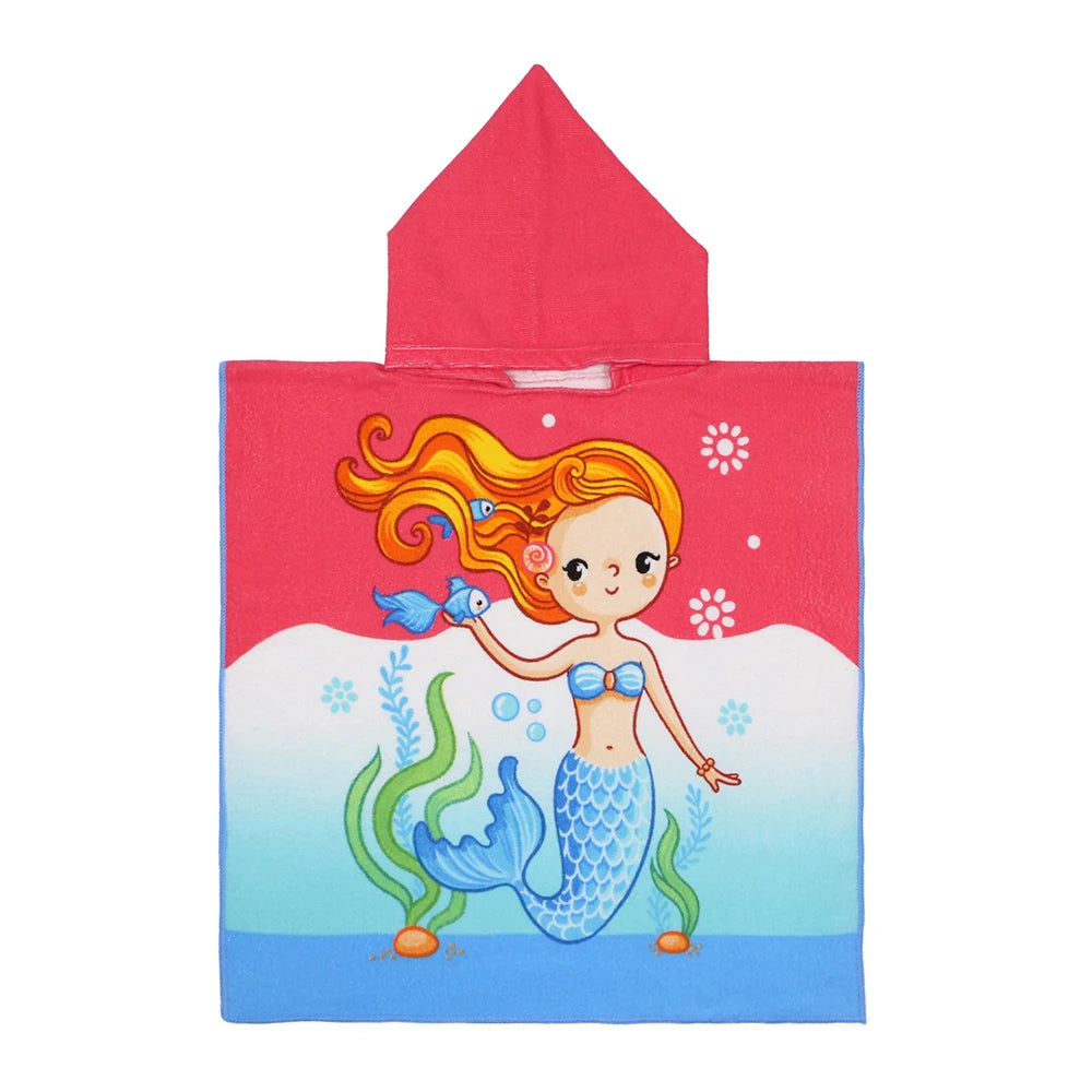 80-130cm Baby Bathing Towel Towel Kids Hooded Bath Beach Poncho Towels Shark Dinosaur Stitch Bathrobe Child Towels