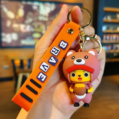 Anime One Piece Dragon Ball Keychain Luffy Sauron Nami Chopper Silicone Cute Car Keyring Pendant Toys Birthday Kids Toys Gifts