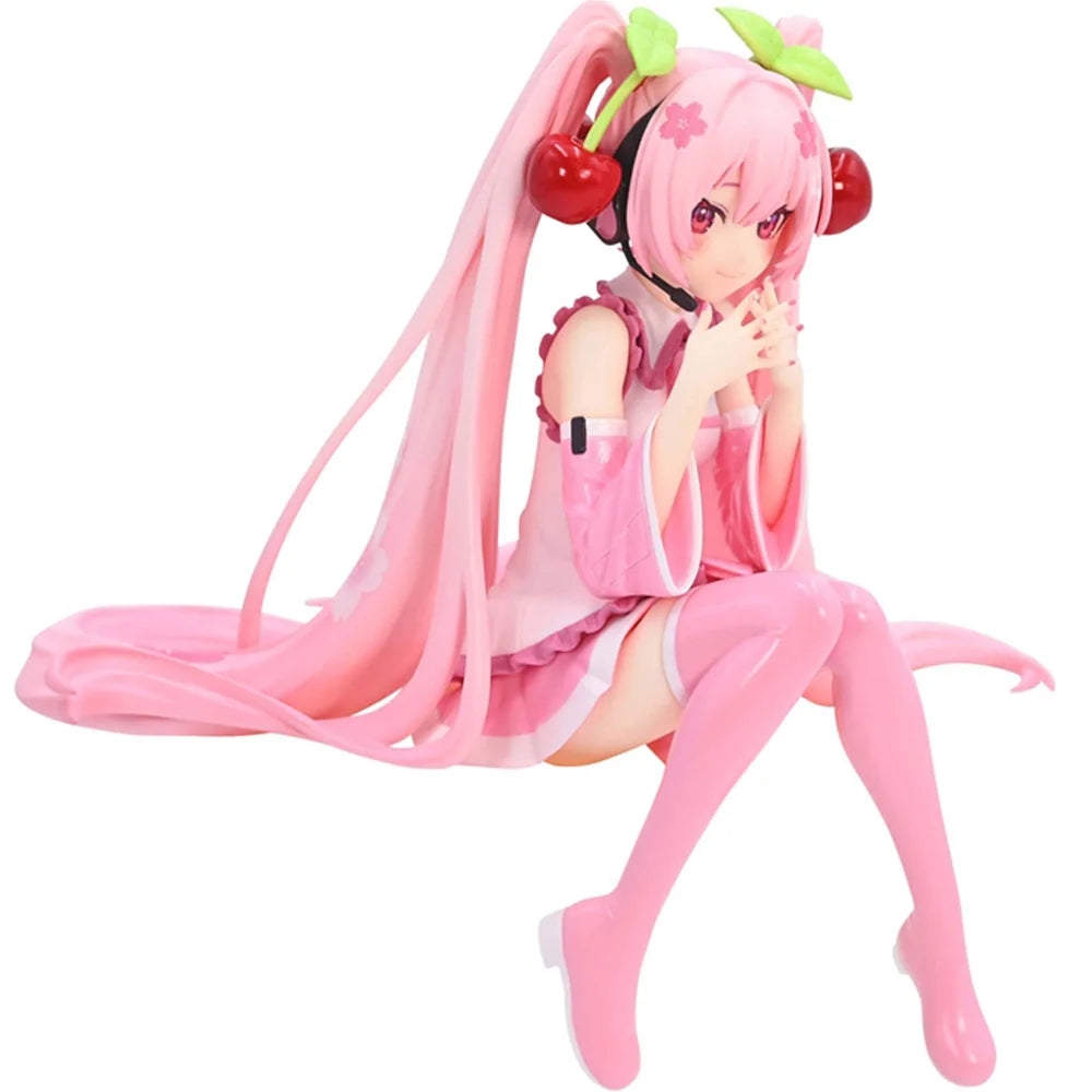 New Hatsune Miku Anime figure Pink dress PVC model action toys Cherry pink cherry blossom decoration collect gifts