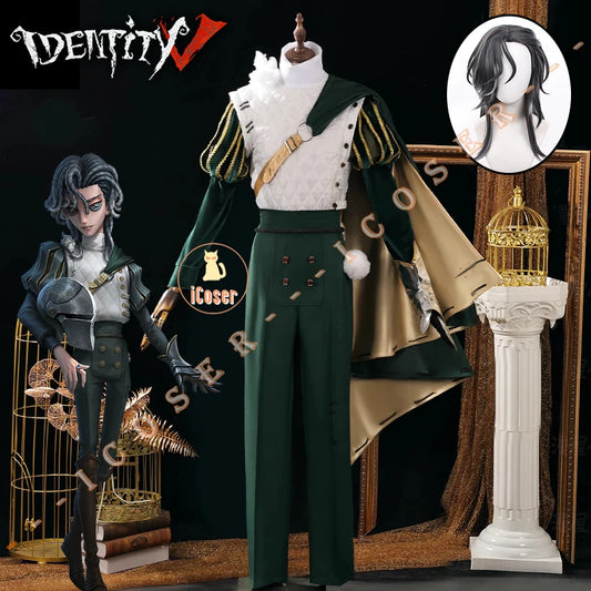 Identity V Knight Cosplay Costume Wig Uniform Richard Sterling Glasses Roy Ramit Halloween Party for Women Men Carnival Cos Prop