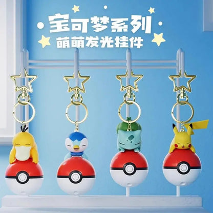 Genuine Pokemon Pikachu Keychain Psyduck Piplup Bulbasaur Anime Action Figures Toy Keyring Fragrance Pendant Christmas Gifts