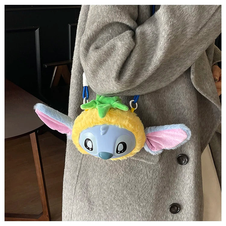 New Disney Stitch Cartoon Plush Backpack Cute Winter Gift For Girls Stuffed Animal Toy Plushie Bag Kids Carry-On Satchel