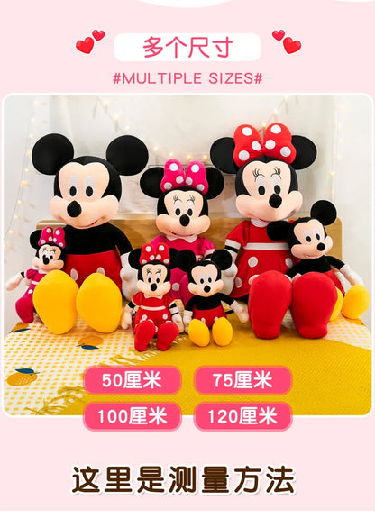 Disney 100cm Plush Mickey Minnie Doll Cartoon Cute Mouse Stuffed Toy for Kids Birthday Christmas Gift Large Hugging Pillow For
