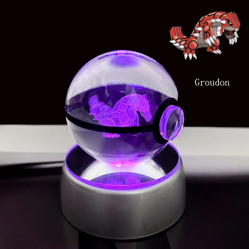 Pokemon 3D Crystal Ball Glastrier Charizard Eternatus Froakie Anime Game Pokeball Led Night Light Base Birthday Gift Home Decora