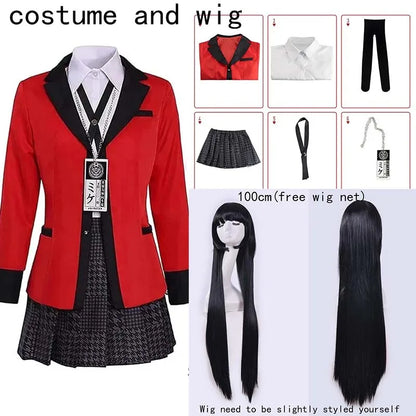 HOMCHEE TRENDS Jabami Yumeko Cosplay Set Adult Cotton Polyester - costume and wig / S