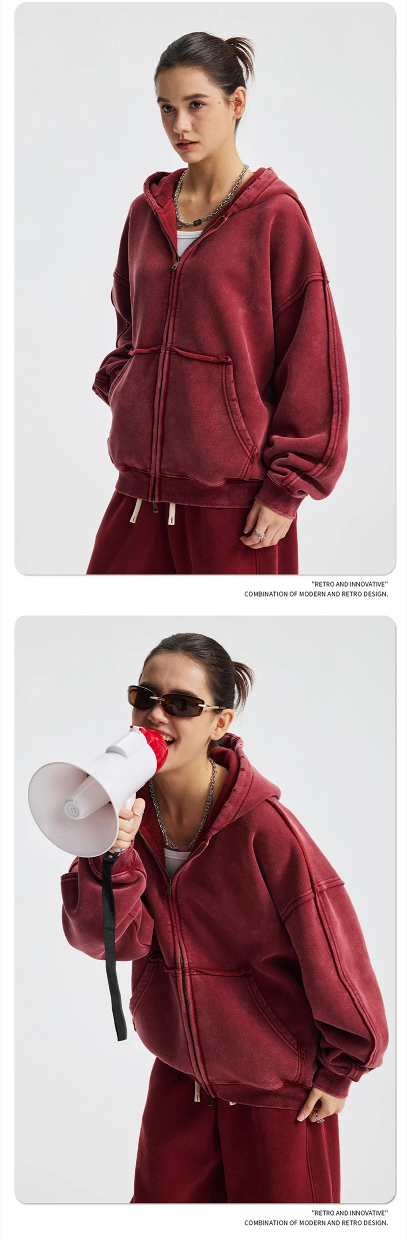 ZODF Vintage Man's Batik Washed Fleece Zipper Hoodie Unisex Winter Warm Distressed Hooded Coat Pullovers Brand Clothing HY1146