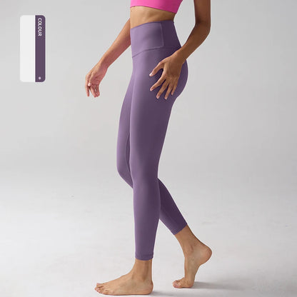 High Waist Naked Feeling Leggings for Women – Fitness Running Yoga Gym and Casual Workout Tight Pants - Purple / S